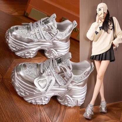 【35-40】Pantofi sport cu talpă groasă, la modă, toamna 2025 - creștere înălțime 10 cm