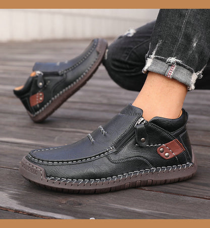 👞【38-48】Muške ručno rađene kožne nazubljene vozačke cipele - široki prsti, potpora za svod stopala