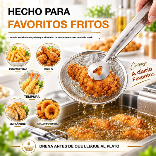 🍟🍗【3 piezas 27 euros【Compra 1 y llévate 2 gratis】】Pinzas y espumadera tipo araña 2 en 1: herramienta de acero inoxidable para freír y escurrir