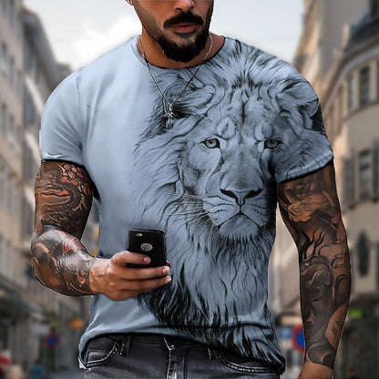 👕【Časově omezená sleva】【S-5XL】🌞Pánské 3D tištěné lví tričko větší velikosti