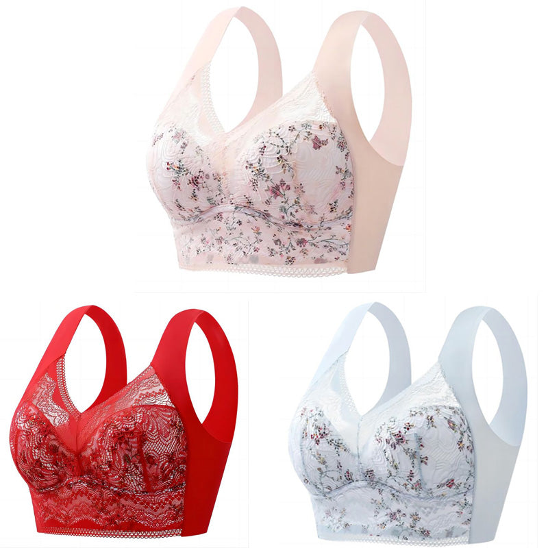 🔥【🔥Cumpărați 1, primiți 2 gratuit】【Pachet 3】💕🎁Sutien de mărime mare din mătase de gheață fără cusături, respirabil și reglabil [40kg-100kg]