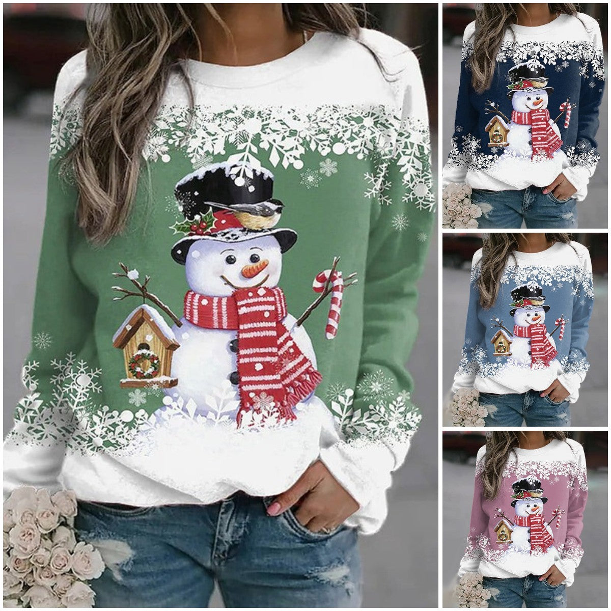 ⛄Časovo obmedzený predaj🔥【S-3XL】 Nové módne dámske tričko s potlačou snehuliaka na jeseň/zimu