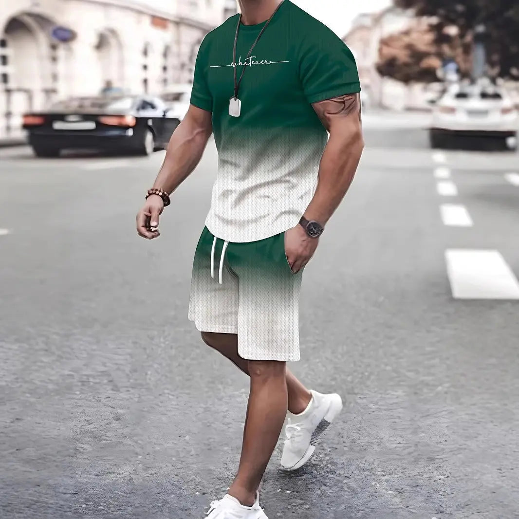 👔👖[Camiseta de manga corta + pantalones cortos 🔥] [40-100 kg] Chándal casual de verano para hombre, tallas grandes ✅️ Pago contra entrega