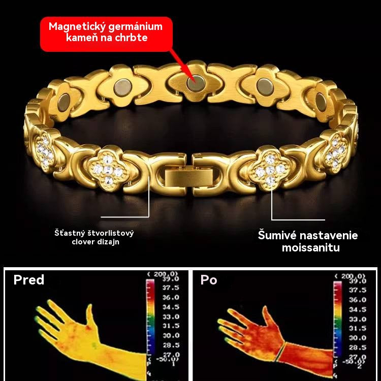 🍀【Kupite 1, dobite 1 gratis】Magnetna zapestnica Clover Diamond - Odkrijte svojo skrivnost za lajšanje stresa in magnetno izboljšanje dobrega počutja