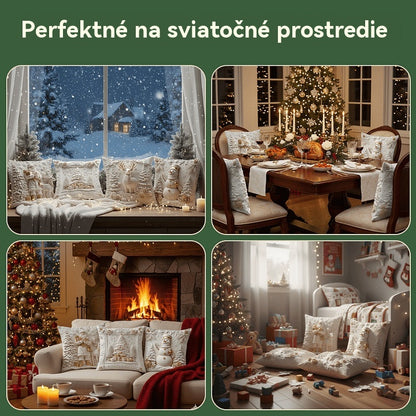 🎅Vánoční výprodej 49% SLEVA🎄Povlak na polštář s vánoční tématikou 【4-dílná sada】 -4141748