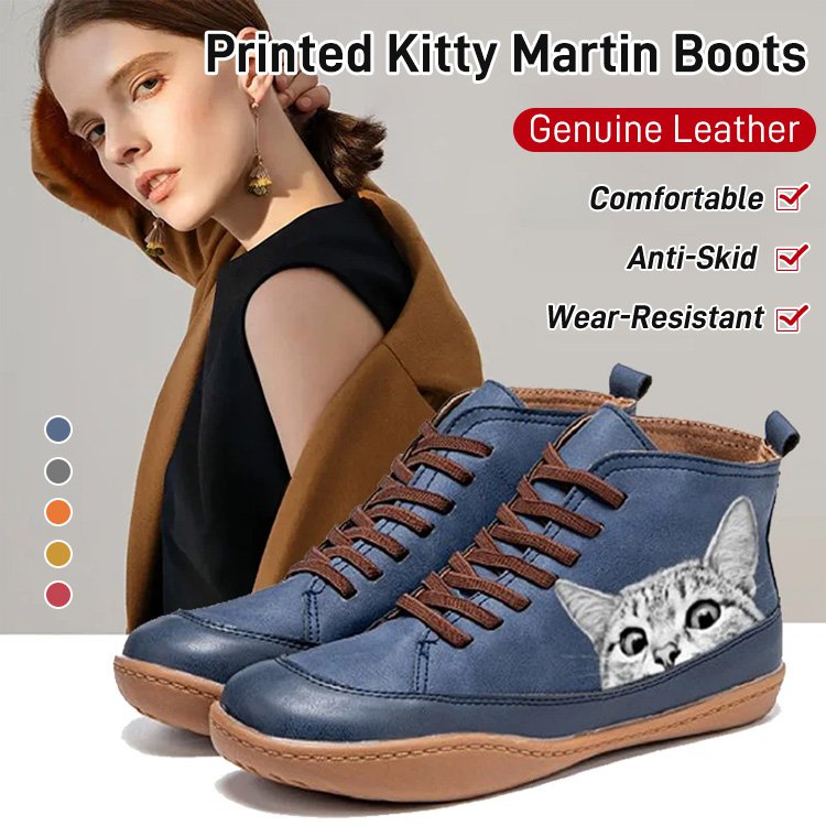 💖【35-43】Nowe, modne, jesienne i zimowe botki damskie z nadrukiem uroczego kota