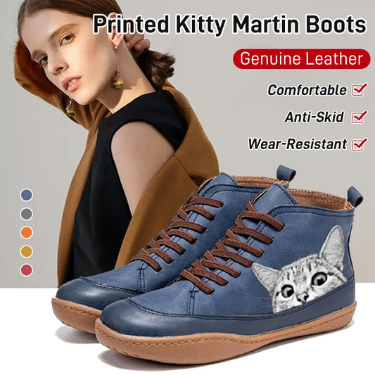 💖【35-43】Nowe, modne, jesienne i zimowe botki damskie z nadrukiem uroczego kota