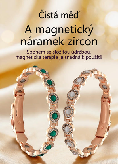 ✨【Kupte 1 a získejte 1 zdarma】Stylový luxusní magnetický náramek ze slitiny, magnetický náramek z čisté mědi a zirkonu