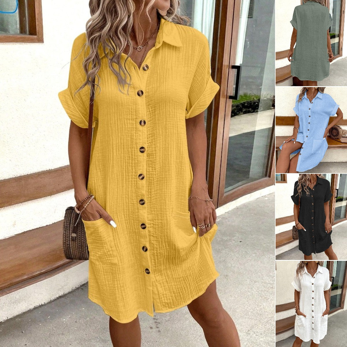 👗😍【Καλοκαιρινή προσφορά】【S-5XL】2025 Φόρεμα με κοντό μανίκι από βαμβάκι και λινό – άνετο, δροσερό και ευχάριστο ✨💃