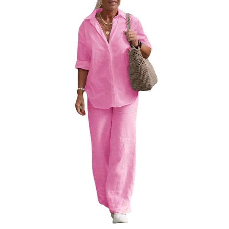 50%OFF✨🎀Traje casual liso con pantalón de pierna ancha (tallas S-5XL)