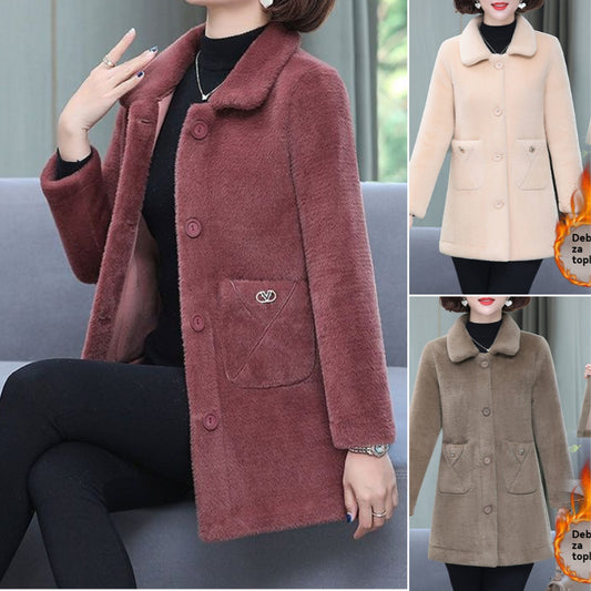 🔥【M-3XL】Jesenski i zimski kaput od janjeće kože srednje duljine