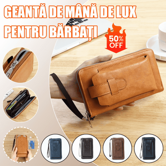 💼 Portofel multifuncțional pentru bărbați, realizat manual din piele naturală, în stil nou