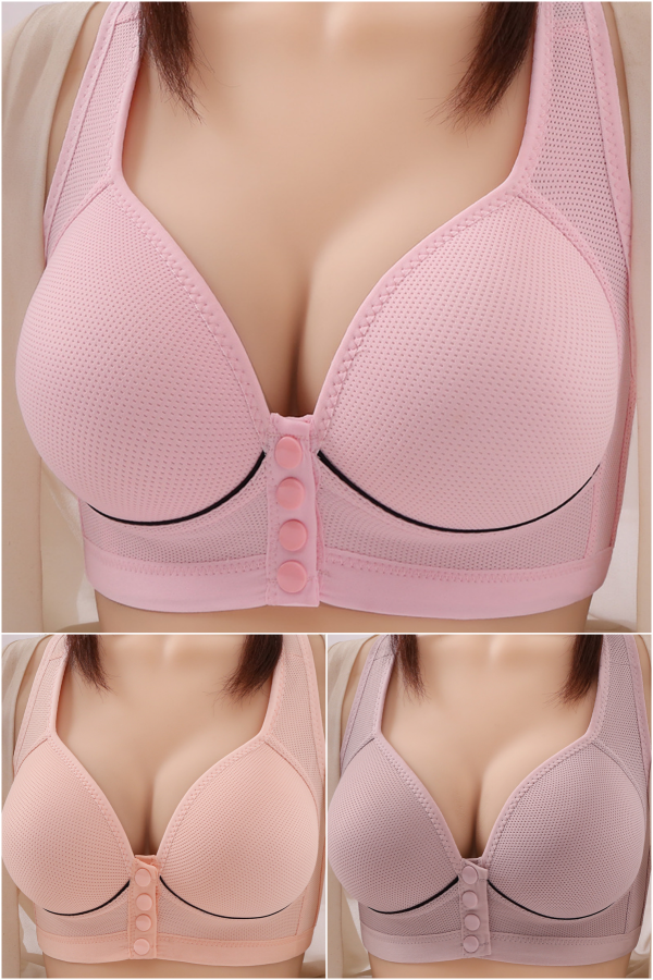 🔥👙【40-120 kg】【Conjunto de 3 piezas】✨ Sujetador sin aros con cierre frontal y alta sujeción para mujer, tallas grandes