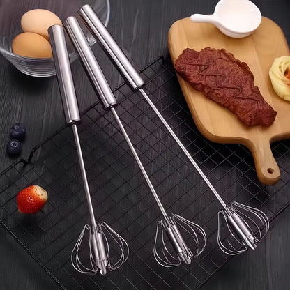 27€【 Conjunto de 2 piezas】Batidor de huevos semiautomático de acero inoxidable