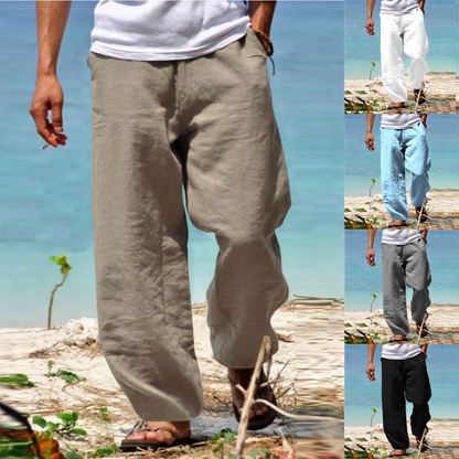 👖🕺【45% popusta 🔥】【S–5XL】😍 Ljetne muške ravne hlače širokih nogavica u velikim veličinama, jednobojne, s vezicom u struku, ležerne i prozračne, 8 boja