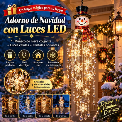 🔥 50% DE DESCUENTO HOY 🎅 Copo de nieve colgante navideño y luz LED de cristal | Brillo mágico para el porche ✨