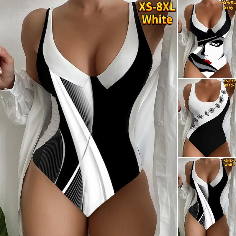 😍【S~4XL】Model de imprimare leopard Sexy One Piece Swimsuit