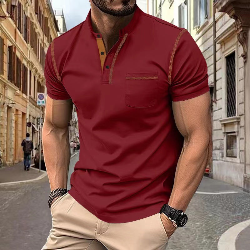 👕【S-XXXL】2026 Nova muška polo majica/majica kratkih rukava s gumbima, jednobojna, s V-izrezom, ležerni stil
