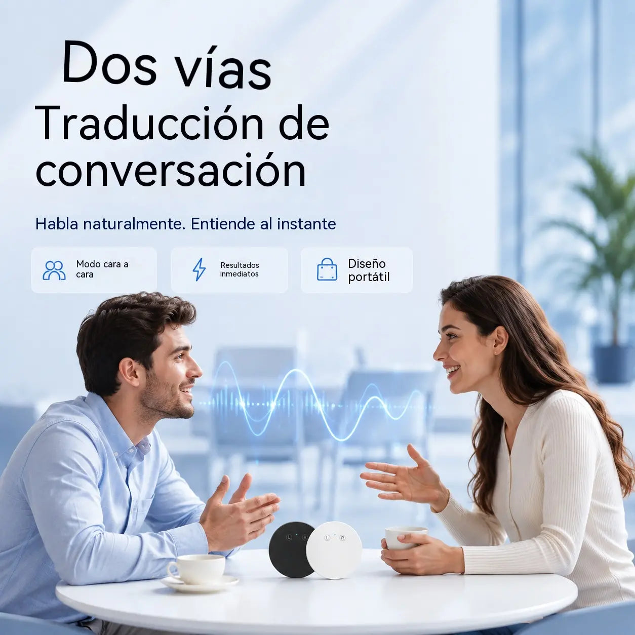 Dispositivo traductor de idiomas con IA– Traductor de voz bidireccional en tiempo real con compatibilidad con varios idiomas