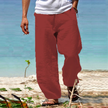 👖🕺【45% popusta 🔥】【S–5XL】😍 Ljetne muške ravne hlače širokih nogavica u velikim veličinama, jednobojne, s vezicom u struku, ležerne i prozračne, 8 boja