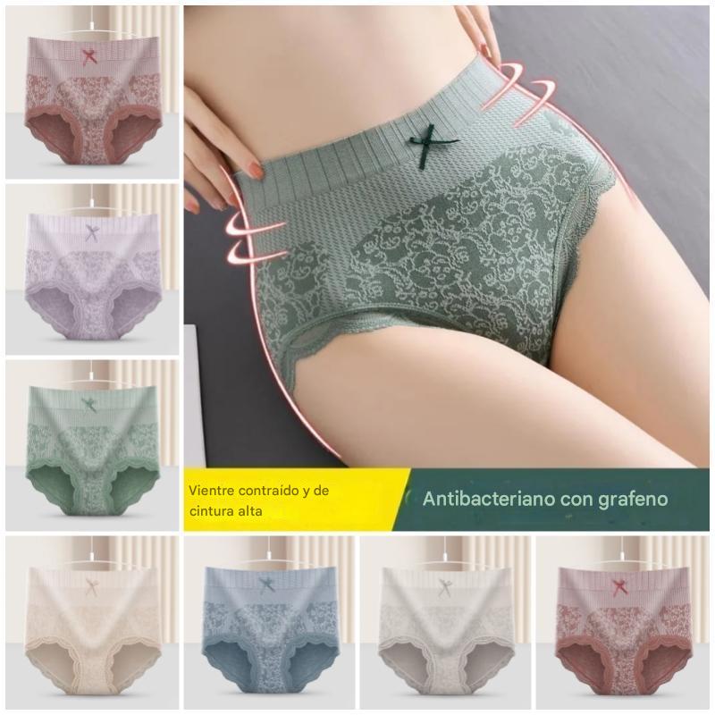 ✨🔥【Compre 4 y obtenga 4 gratis】🔥Ropa interior antibacteriana que absorbe la humedad de cintura alta para mujer