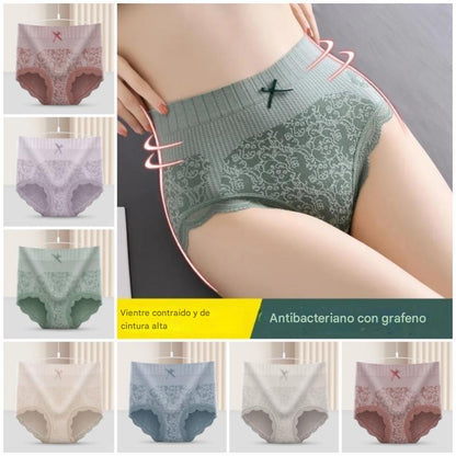 ✨🔥【Compre 4 y obtenga 4 gratis】🔥Ropa interior antibacteriana que absorbe la humedad de cintura alta para mujer