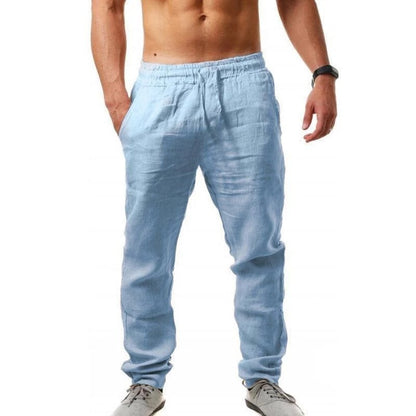 💥👖【S-4XL】 2025 nové letní pánské volné prodyšné neformální sportovní kalhoty z bavlny a lnu💨 --3919186
