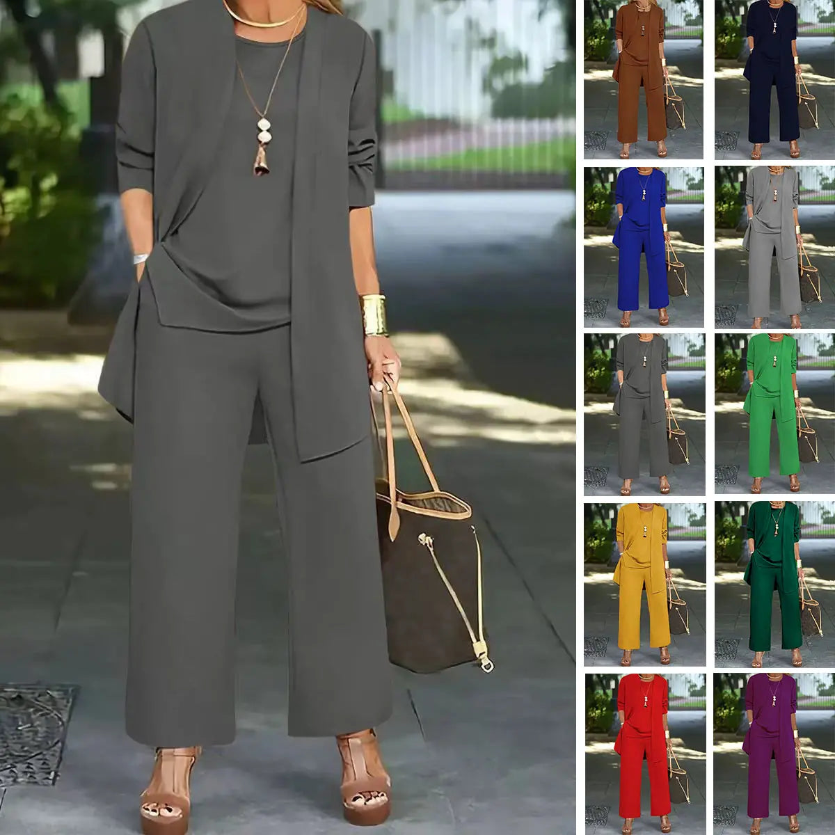 🧥【S-5XL】 Elegante conjunto de tres piezas para mujer con corte ancho 🍂