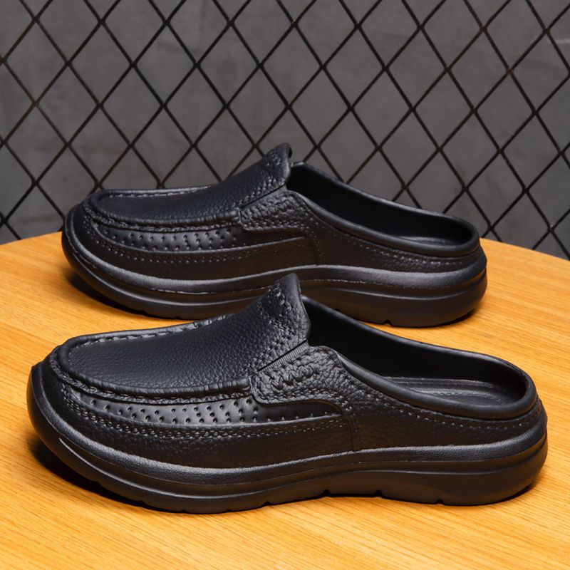 🔥50% popusta👞【39-45】Nove ljetne udobne prozračne muške papuče od prave kože, ručno izrađene, s debelim potplatom