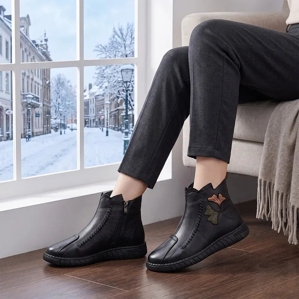 🔥【35-41】2026 Otoño/Invierno Nuevo estilo Botas de cuero de algodón suave con forro polar