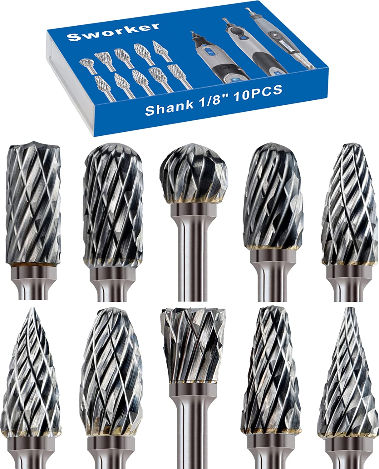 ⚙🔩【10 bucăți】Set de freze rotative din carbură de oțel de tungsten premium x