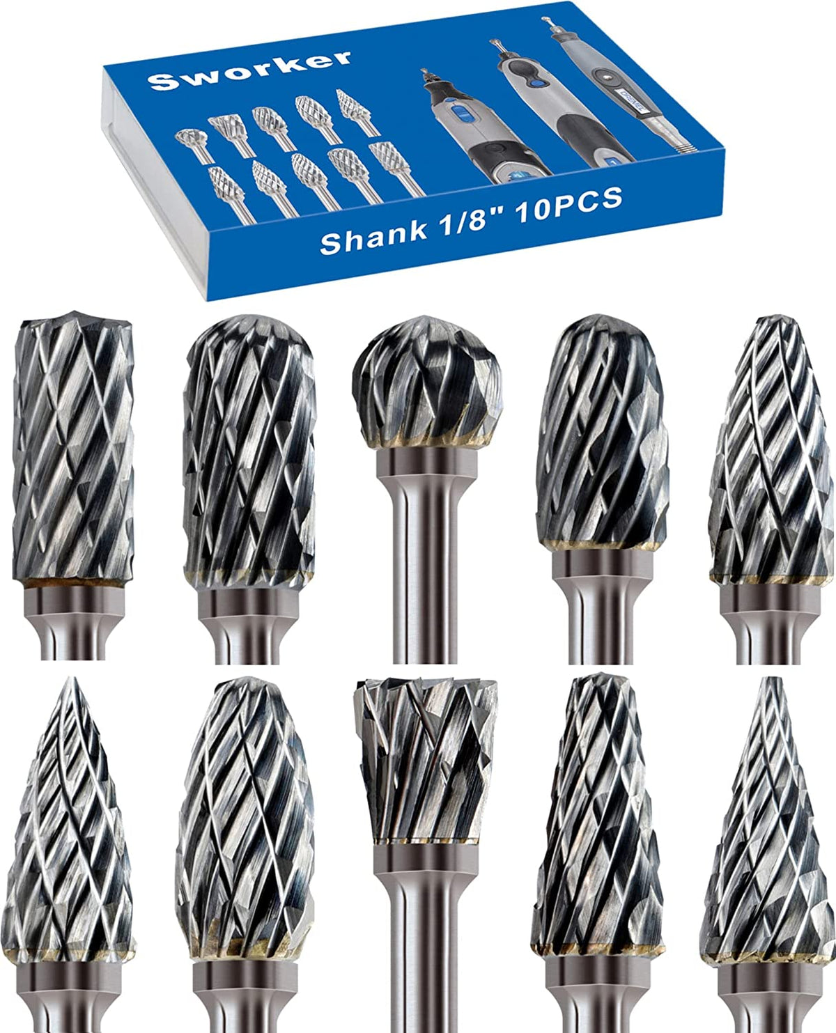⚙🔩【10 bucăți】Set de freze rotative din carbură de oțel de tungsten premium x