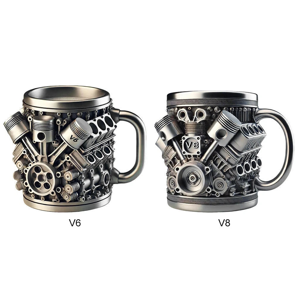 🎁☕【Kupte jeden, druhý dostanete zdarma】Kávový hrnek Creative Engine V6V8 z nerezové oceli --4062609