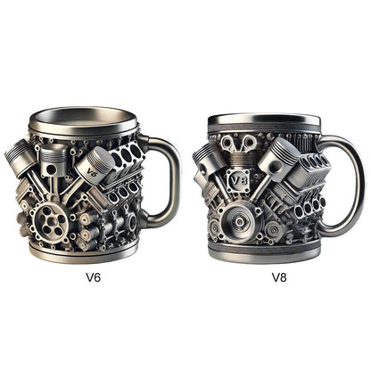 🎁☕【Kupte jeden, druhý dostanete zdarma】Kávový hrnek Creative Engine V6V8 z nerezové oceli --4062609