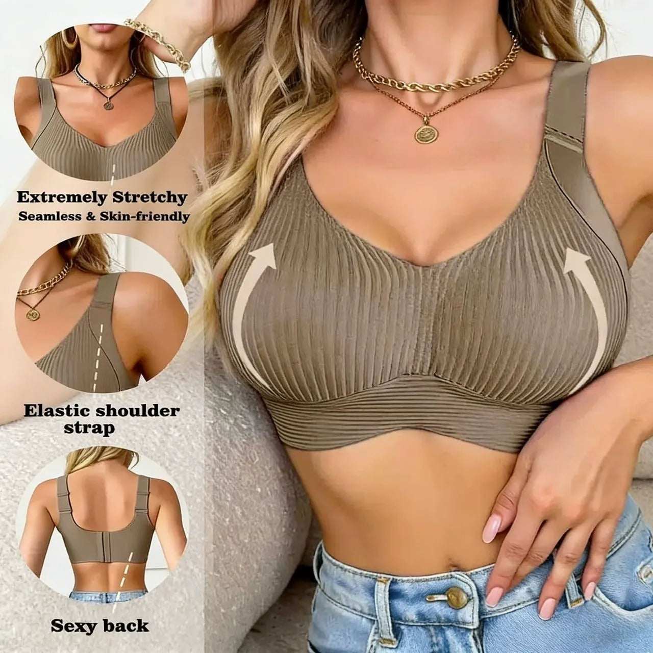 😍【Kupte jednu, druhou dostanete zdarma】Dámská jednodílná podprsenka bez kostic ❤️【40-95 kg】Pohodlná a prodyšná