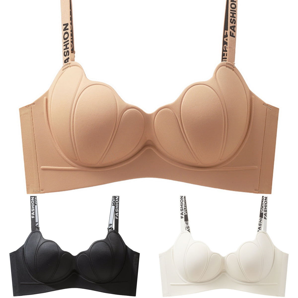 😍【3 sztuki】Biustonosz push-up dla kobiet bez fiszbin, miękka bawełna, wygodny i oddychający ❤️【40-85 kg】