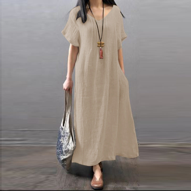 👗【S-5XL】Noua rochie casual din bumbac lenjerie de bumbac