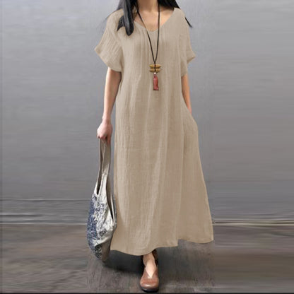👗【S-5XL】Noua rochie casual din bumbac lenjerie de bumbac
