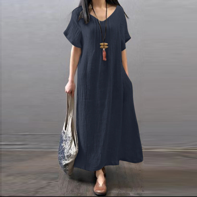 👗【S-5XL】Noua rochie casual din bumbac lenjerie de bumbac
