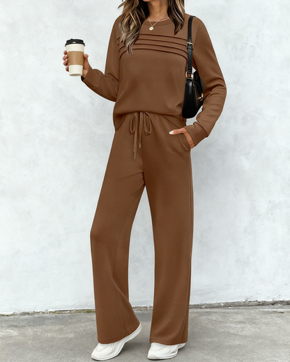 【🥇Skvělá nabídka】🔥【S-3XL】Dámský módní ležérní sportovní oblek, vysoce kvalitní tričko s dlouhým rukávem a kalhoty z čisté bavlny