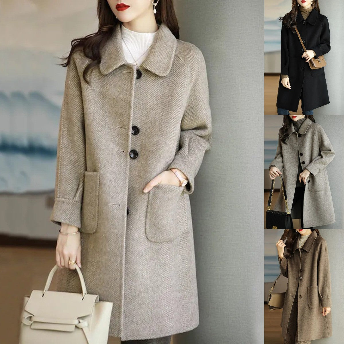 🔥 49% zľava 🔥【45-105KG】Nová hrubá vlnená bunda na jeseň/zimu 2025, stredná dĺžka, úzky strih