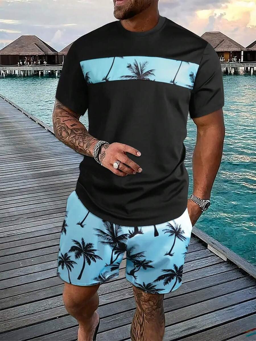 🌴【S-5XL】Novo ljetno muško modno odijelo s printom majice i kratkih hlača, širokog ležernog izgleda