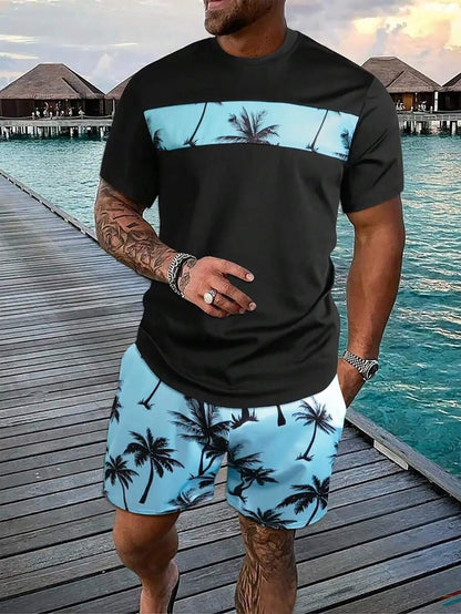 🌴【S-5XL】Novo ljetno muško modno odijelo s printom majice i kratkih hlača, širokog ležernog izgleda