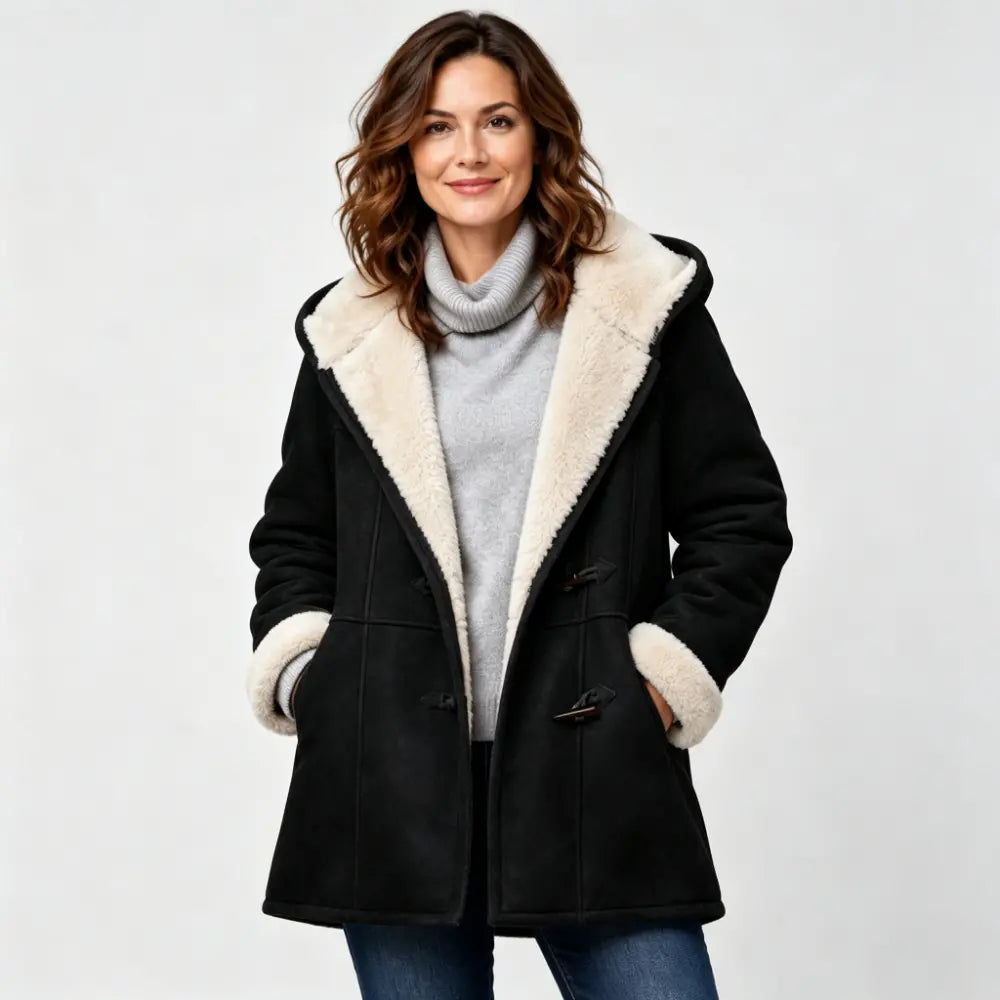 Elegancki i ciepły płaszcz damski z imitacji zamszu, z polarową podszewką. Rozmiary S–5XL, idealny na zimę.