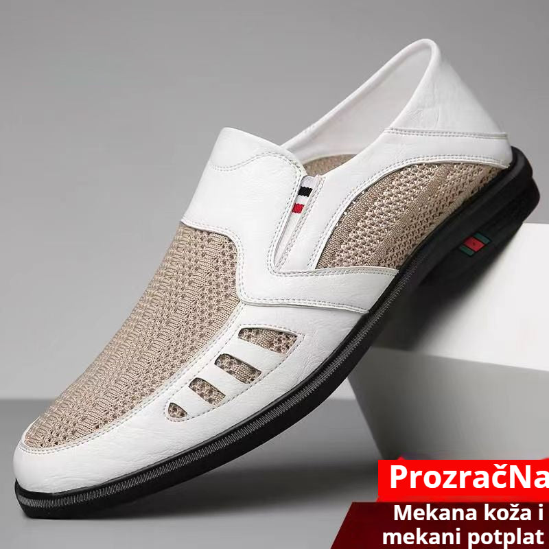👞【39-44】Ljetne nove muške neklizajuće prozračne ležerne kožne cipele na navlačenje za 2026. godinu