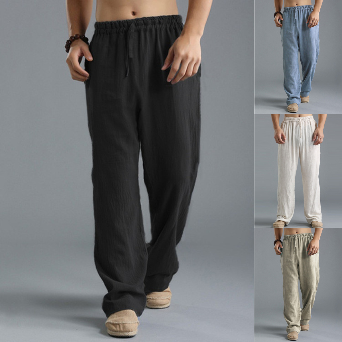 👖🌿【50% popusta 🔥】【S–5XL】😍 Muške ležerne lanene hlače u velikim veličinama, široke i prozračne duge hlače, 8 boja