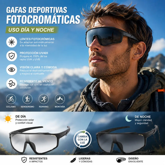 🏃‍♂️[Compra 1 y llévate 1 gratis] ¡Último día de oferta especial 🚴‍♀️ Gafas deportivas fotosensibles para hombres y mujeres.