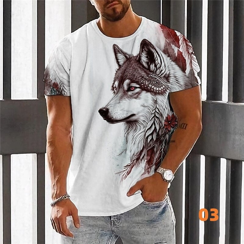 💥👕【2XS-6XL】🌹🏆Ljetni novi proizvod 2026. - Muška majica kratkih rukava s printom vukova - Pamuk ugodan za kožu, mekan i prozračan