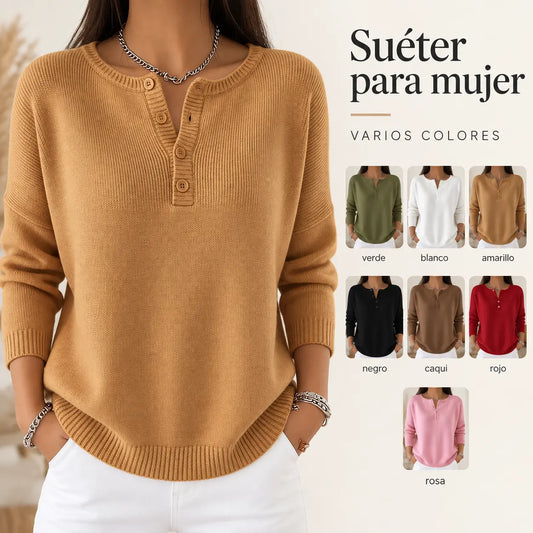 ✨【S-3XL】Nuevo suéter de punto con cuello en V para mujer, de alta calidad, para otoño/invierno – Sencillo, versátil, suave y cómodo