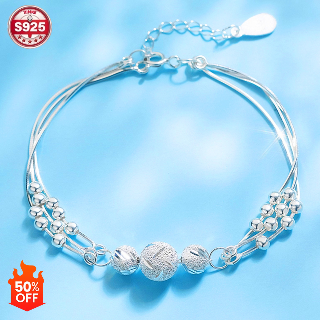 😀👉【Kup 1, a 1 dostaniesz gratis】✨Prosta, wielowarstwowa bransoletka z koralików na szczęście, srebro próby 925